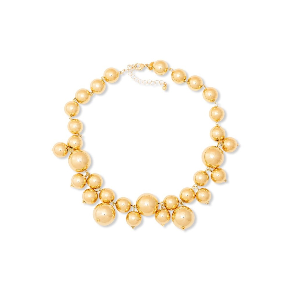 Designer Kenneth Jay Lane KJL Signed Polished Gold Tone Round Bead Necklace - Picture 3 of 7
